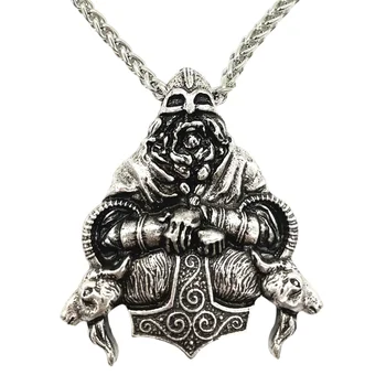 Nostalgija Odin Ram Amuletas Thor Hammer Mjolnir Pakabukas Wicca Pagonių Talismanas Karoliai Skandinavų Runos Jewerly